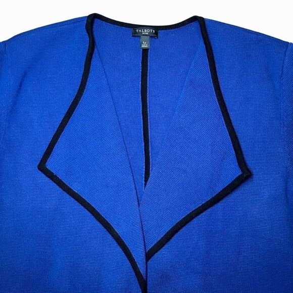 Talbots Knit Open Front Jacket in Blue/Black Women’s LP - Picture 2 of 7